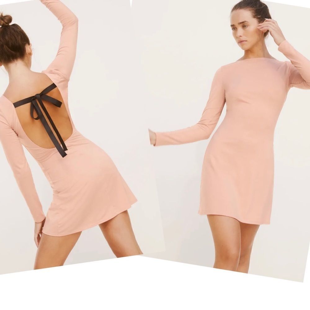 REFORMATION Mini Dress in Nude Blush with back tie Retail $118 NWT - Picture 4 of 10